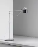 Yrjö Kukkapuro, Adjustable standard 'Malli' light, model no. 100, 1960s, Chromium-plated tubular metal, painted metal, aluminium