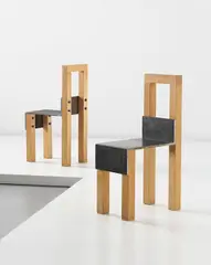 Jonas Bohlin, Pair of 'Sto' chairs, 1990, Oak, iron