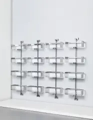 Vittorio Introini, Set of four adjustable library systems, model no. P700, circa 1969, Chromium-plated steel, aluminium