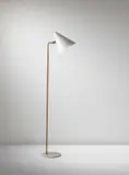 Standard lamp, model no. 9627 by Paavo Tynell, 1950s, Painted perforated aluminium, leather-wrapped tubular metal, tubular brass, brass, sold Apr 2013