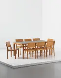 Alvar Aalto, Dining table and set of eight stacking chairs, model no. 11/3