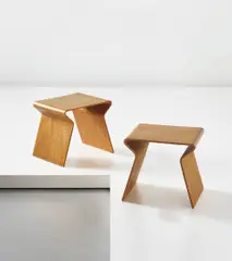 Grete Jalk, Pair of tables, circa 1962, Laminated oak plywood
