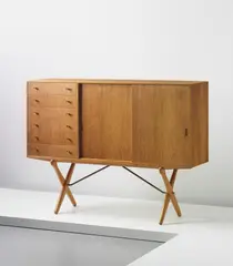 Sideboard by Hans J. Wegner, 1950s, Oak-veneered wood, oak, tubular brass, sold Apr 2013