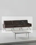 Three-seater sofa, model no. PK 31/3 by Poul Kjærholm, designed 1958, Leather, chromium-plated spring steel, offered Apr 2013