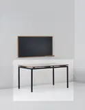 Table, designed for Cité Cansado, Mauritania by Charlotte Perriand, 1958, Plastic-laminated oak, painted metal, sold Apr 2013