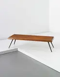 Coffee table by Charlotte Perriand, circa 1953, Oak, painted steel, sold Apr 2013