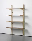 Unique set of adjustable shelves, designed for Ferembal House, Nancy by Jean Prouvé, 1948, Painted steel, oak, offered Apr 2013