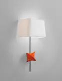 'Toupie' wall light by Georges Jouve, circa 1956, Glazed ceramic, tubular brass, fabric shade, sold Apr 2013