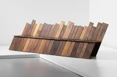 Unique 'Infinity' bench, for 'Bench Years', commissioned by the London Design Festival by Martino Gamper, 2012, Thermally modified American red oak, soft maple, ash, yellow birch and tulipwood, offered Apr 2013