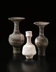 Lucie Rie, Vase, circa 1984, Stoneware, white and pink pitted glaze over a diagonally ‘fluted’ body