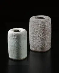 Lucie Rie, Squared flower vase, circa 1966, Stoneware, blue-white glaze