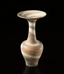 Lucie Rie, Vase with flaring neck, circa 1972, Stoneware mixed clays creating an integral dolomite and cream spiral