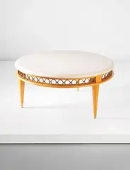 Jean Royere, Coffee table, circa 1948, Marble, cherry wood, brass