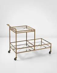 Jean Royere, Serving trolley, circa 1949, Gilded metal, mirrored glass, glass