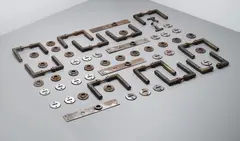 Set of eleven door handles by Walter Gropius and Adolf Meyer, circa 1922, Nickel-plated metal, steel, sold Sep 2013
