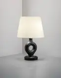 Table lamp by Georges Jouve, circa 1950, Glazed earthenware, fabric shade, sold Sep 2013
