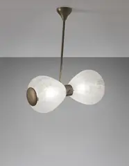 Rare ceiling light by Venini, 1940s, Filigrana glass, tubular brass, brass, offered Sep 2013