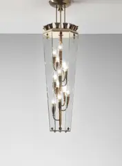 Large ceiling light by Pietro Chiesa, 1940s, Glass, tubular brass, brass, painted metal, sold Sep 2013