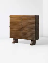 Gio Ponti, Early cabinet, circa 1937, Walnut-veneered wood, walnut, mirrored glass, coloured glass, glass, brass