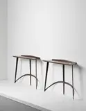 Carlo Enrico Rava, Pair of consoles, circa 1950, Stained beech, brass, marble