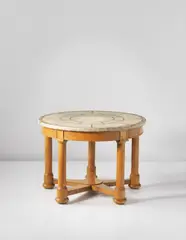 André Arbus, Unique table, circa 1945, Beech, marble