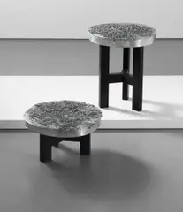 Two side tables by Ado Chale, circa 1990, Cast aluminium, painted steel, offered Sep 2013
