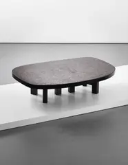 Coffee table by Ado Chale, circa 1980, Hematite and resin, painted steel, sold Sep 2013