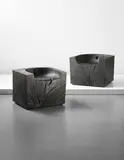Pair of 'Block' seats by Jim Partridge and Liz Walmsley, 2011, Scorched and polished oak, sold Sep 2013
