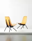 Jean Prouvé, Pair of 'Antony' easy chairs, model no. 356, circa 1956, Bent beech laminated plywood, painted steel