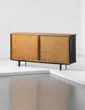 Jean Prouvé, Sideboard, model no. BA 12/150, 1950s, Oak-veneered wood, oak, painted bent sheet steel