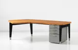 Jean Prouvé, 'Présidence' desk, model no. 201, 1952, Oak-veneered wood, painted bent steel, aluminium