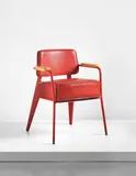 Jean Prouvé, ‘Direction’ armchair, model no. 352, circa 1951, Painted tubular steel, painted bent steel, oak, vinyl