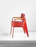 Jean Prouvé, ‘Direction’ armchair, model no. 352, circa 1951, Painted tubular steel, painted bent steel, oak, vinyl