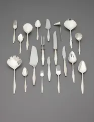 ‘Diamond’ flatware service by Gio Ponti, circa 1958, Forks and spoons: precious metal; knives: precious metal, stainless steel, sold Sep 2013