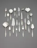 ‘Diamond’ flatware service by Gio Ponti, circa 1958, Forks and spoons: precious metal; knives: precious metal, stainless steel, sold Sep 2013