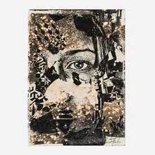 Vhils, Caustic, 2017, screenprint, bleach, ink and acid on paper
