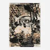 Vhils, Caustic, 2017, screenprint, bleach, ink and acid on paper