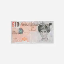 Di-Faced Tenner, 10 GBP Note by Banksy, 2004, offset lithograph in colors, sold Dec 2024