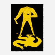 Cleon Peterson, On the Shady Side of the Street (Yellow on Black), 2021, screenprint in colors