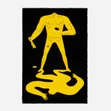 Cleon Peterson, On the Shady Side of the Street (Yellow on Black), 2021, screenprint in colors