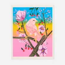 Ann Craven, Sunset Moon Bird, 2023, screenprint in colors on Somerset Velvet