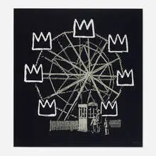 Banksy, Banksquiat (Black), 2019, screenprint in colors