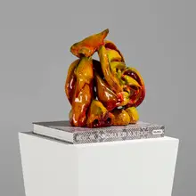 Nicolás Guagnini, Aby, 2014, vitrified glazed ceramic on book base