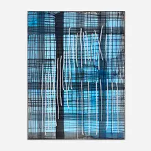 apparent space, rosco73, textured silver by Dashiell Manley, 2013, gouache, ink, watercolor, linen, wood, acrylic sheet, lighting gels, paper, tape and steel, sold Dec 2024