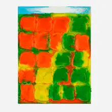 Bread Painting by Chris Martin, 2006, bread, gel medium, galkyd and powdered pigment on wood, sold Dec 2024