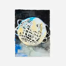 Untitled (Globe) by Enoc Perez, 2006, watercolor on paper, sold Dec 2024