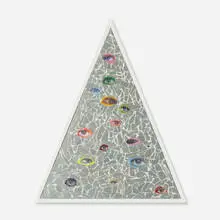 Jim Lambie, Pizza Slice, 2006, mirrored glass, acrylic and paper collage on board in artist's frame