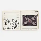 Keith Haring, Agenda page with original drawing, 1986, black marker on bound book