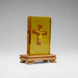 David Gilhooly, Tribute to Andres Serrano: Crucifrog in Urine, 1991, glazed earthenware in acrylic