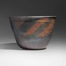 Monumental bell-form planter by Toshiko Takaezu, c. 1967, glazed stoneware, sold Oct 2025